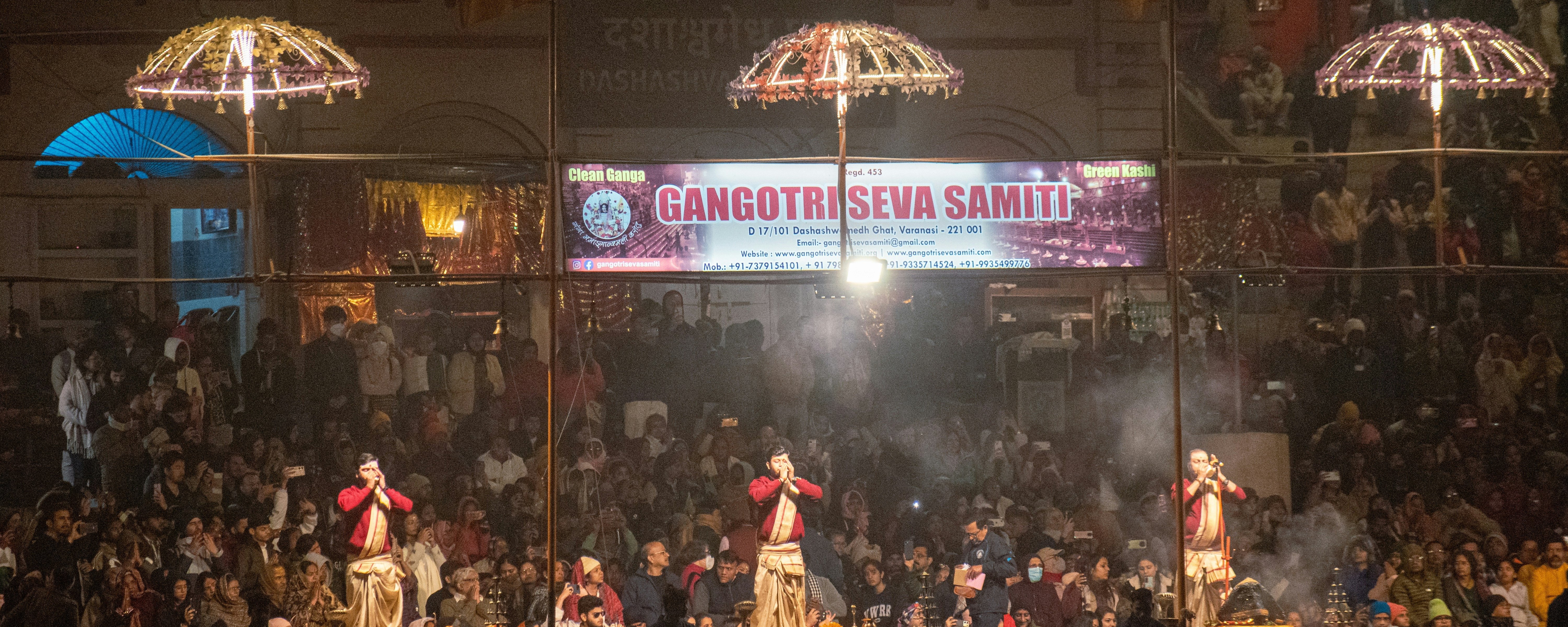 See the famous Ganga Aarti at Varanasi's Dashashwamedh Ghat. Often visited during Char Dham Yatra.