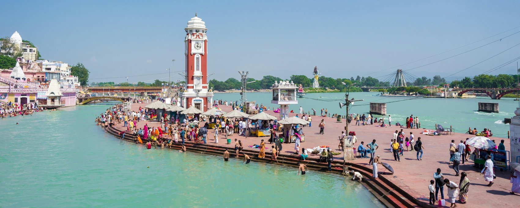 Sacred Har Ki Pauri on the Ganga. Many begin their Char Dham Yatra at this holy spot in Haridwar.