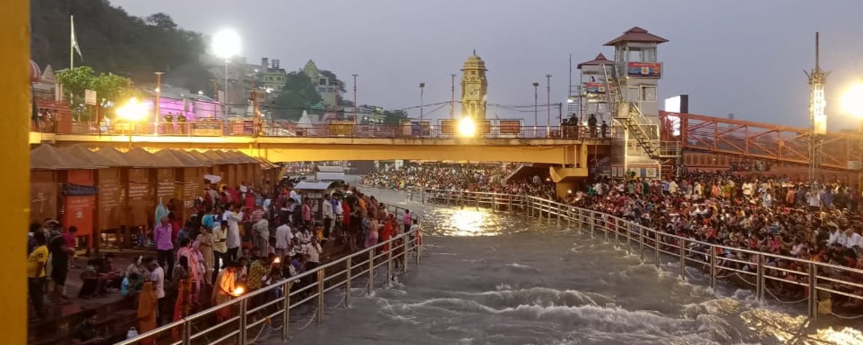 Holy Ganges river at Har Ki Pauri, where the Char Dham Yatra starts.