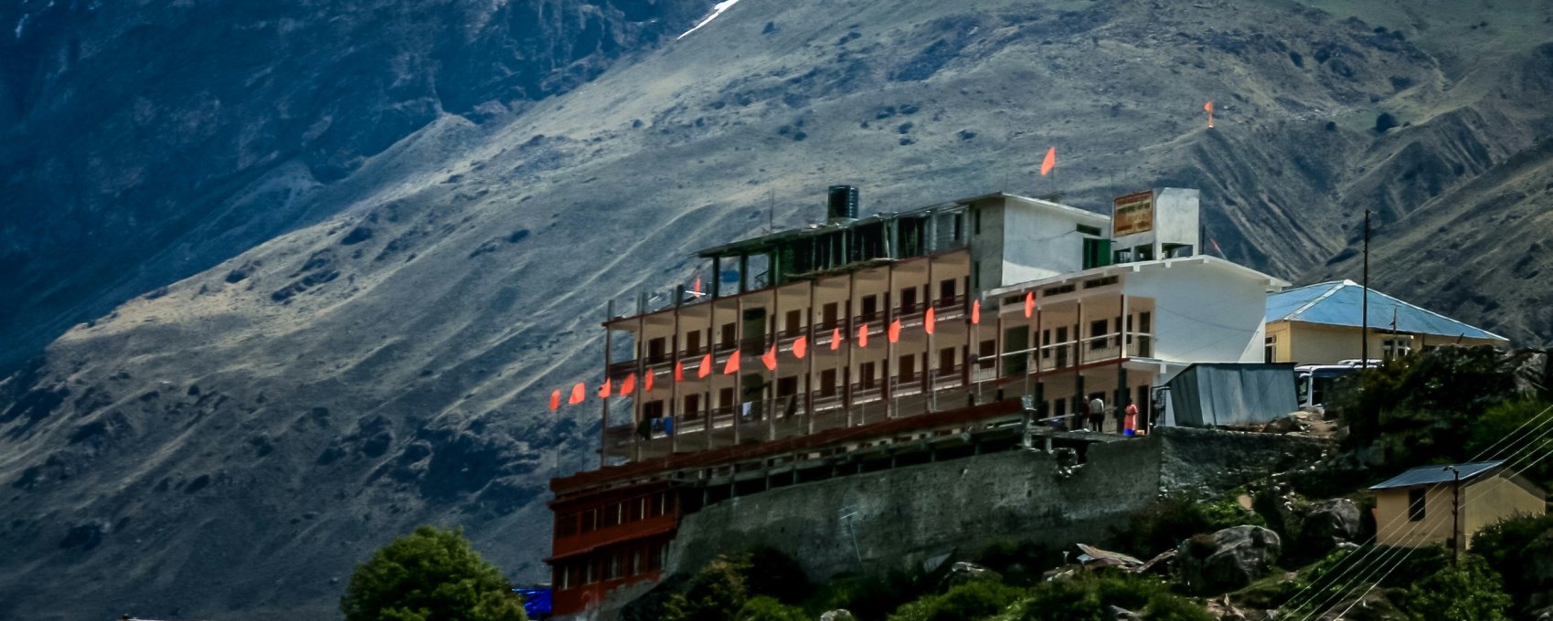 Pilgrims visiting Badrinath Temple during the Char Dham Yatra.